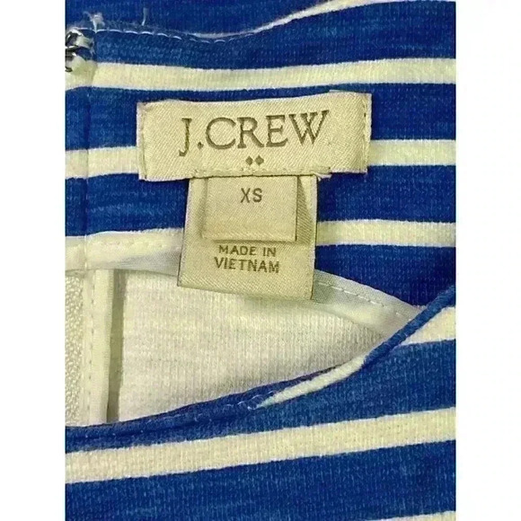 .Crew Striped Daybreak Knit Ponte Dress with Back Zipper Size XS Blue White - Picture 6 of 6